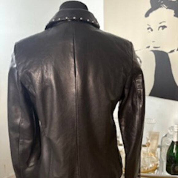 Studded leather fitted jacket - Picture 2 of 4
